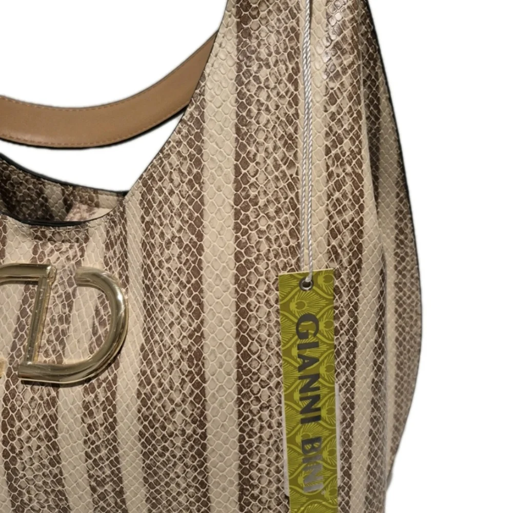 Gianni Bini Tan And Cream Vegan Shoulder Bag